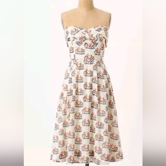 Anthropologie Dresses & Skirts - Anthropology Postmark Bike Strapless Cotton Back Button pockets dress XL